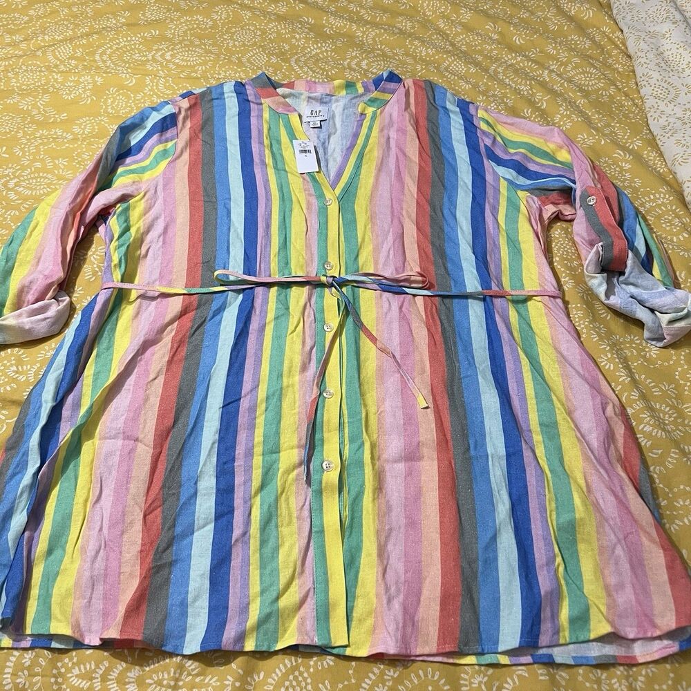GAP Maternity Multi-Colored Button-Up Long Sleeve… - image 3